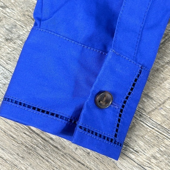NWT Lafayette 148 Bright Blue Lace Detail Button Up - Picture 6 of 11